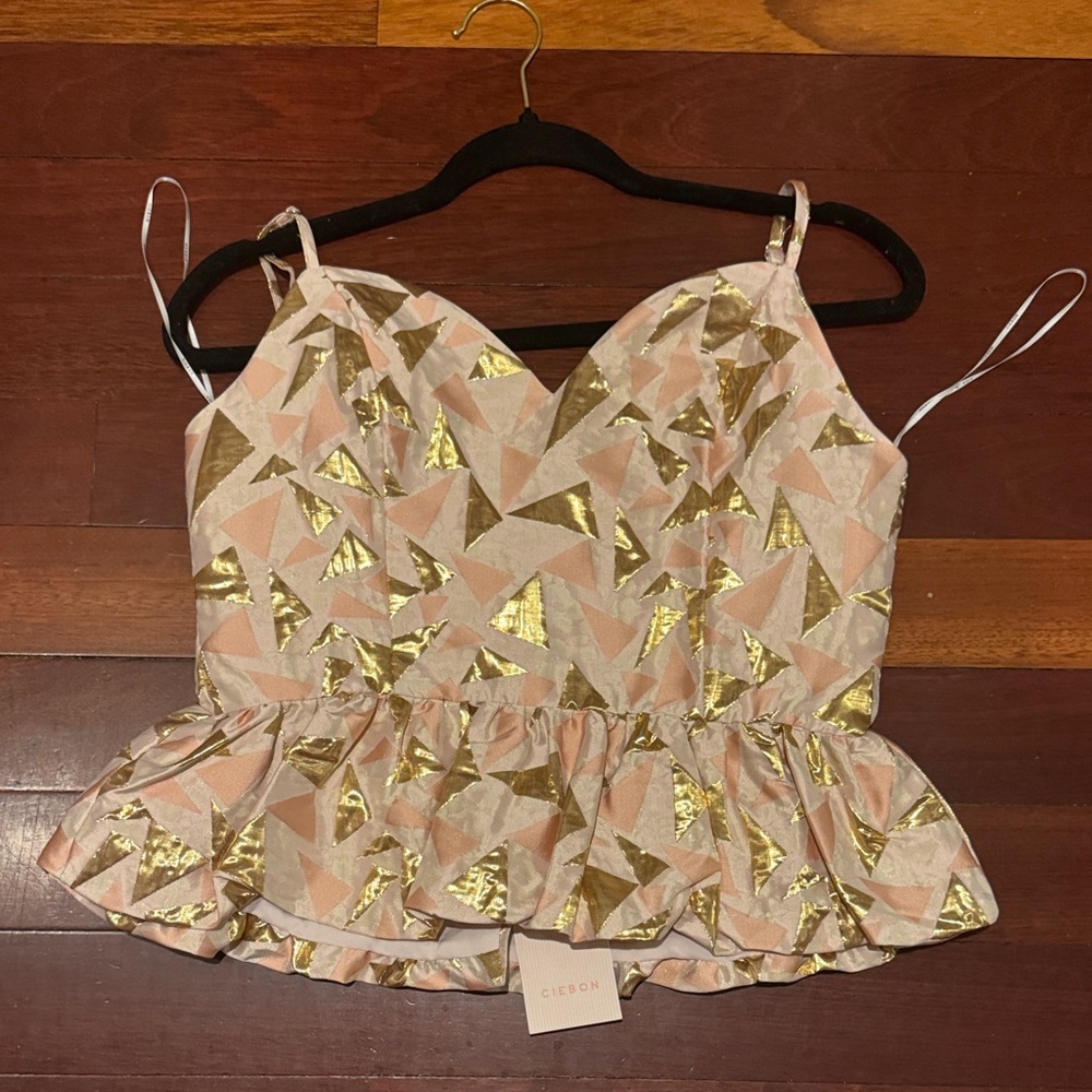 Gleaming Gold and Pink Top by Ciebon